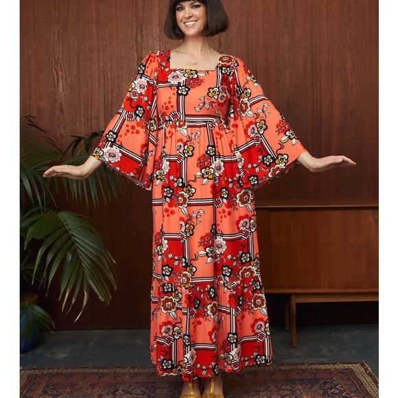 Joanie x Dawn O’Porter “Gimlet” Maxi Dress Retro 70s Red Carpet Floral NWT US 6 - Picture 2 of 8